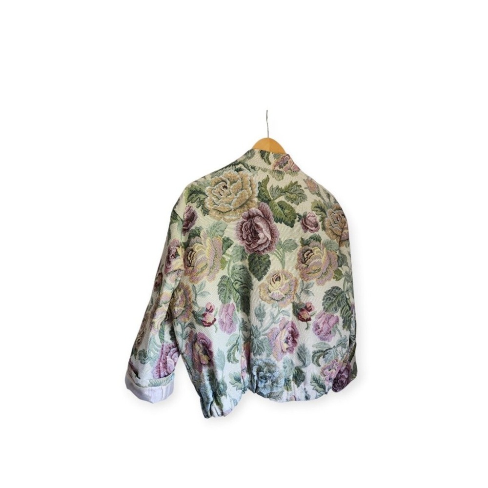Floral Tapestry Jacket Women's Vintage Oversized Bomber Coat Size M - Picture 5 of 15